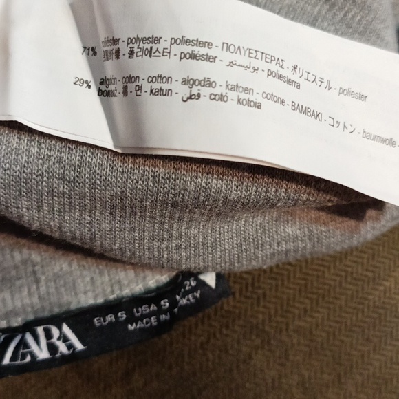 Zara women's light gray, black blends size small short sleeve mock neck … - Picture 17 of 17